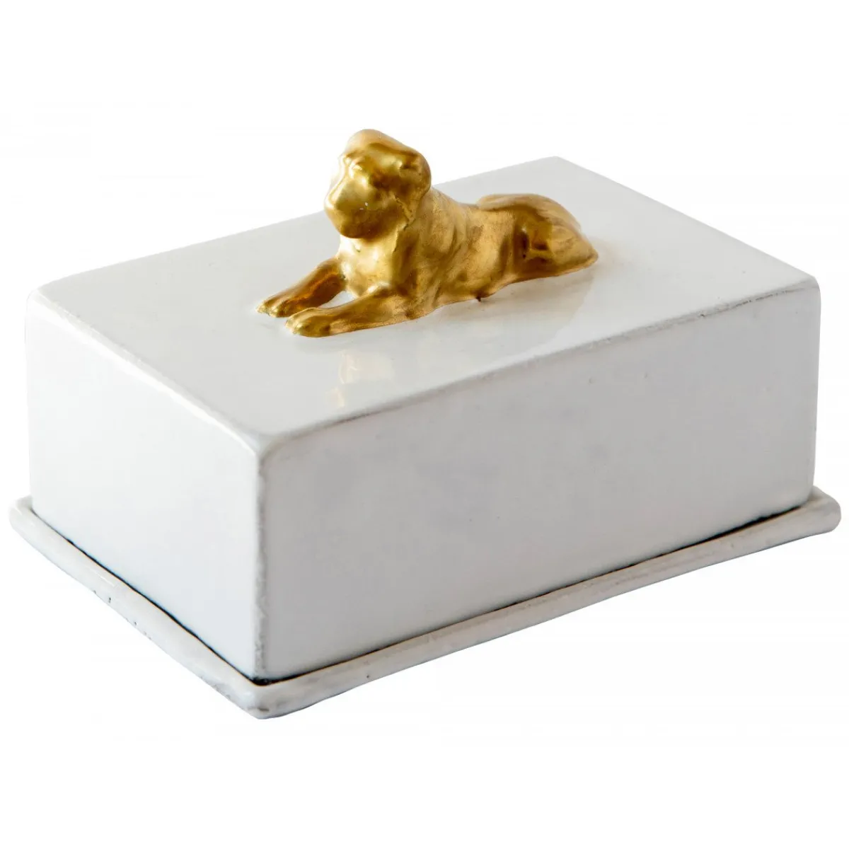 Astier de Villatte Boxes & Ornaments<Gilded Lion Butter Dish